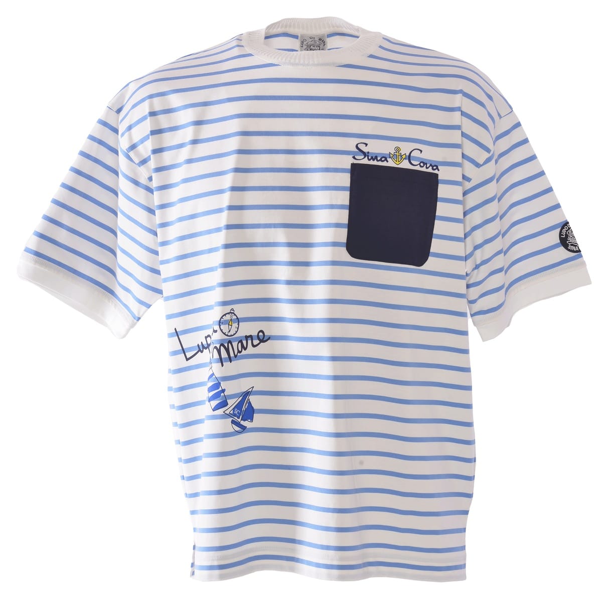 [SINA COVA(シナコバ)]ポケットデザインボーダー半袖Tシャツ ユニセックス(男女兼用)25110540 サックス L