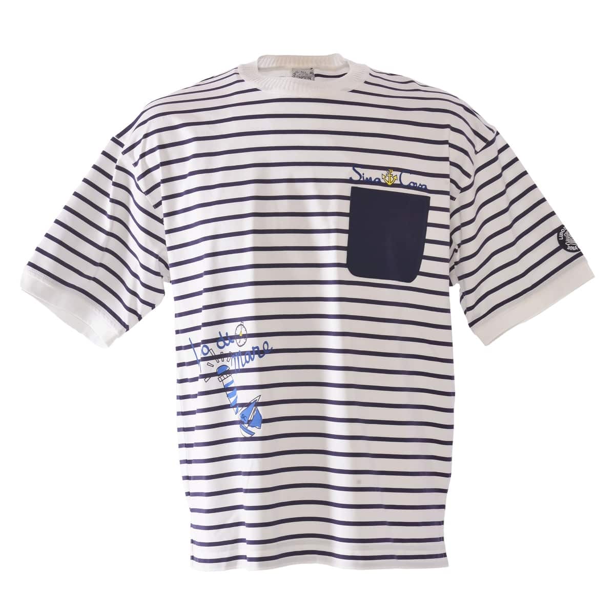 [SINA COVA(シナコバ)]ポケットデザインボーダー半袖Tシャツ ユニセックス(男女兼用)25110540 ネイビー L