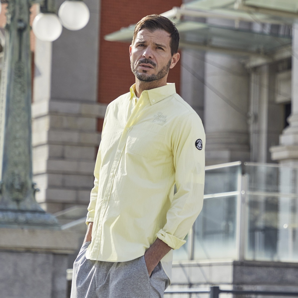 [SINA COVA(シナコバ)]長袖ボタンダウンシャツ 25134020 イエロー Lサイズ