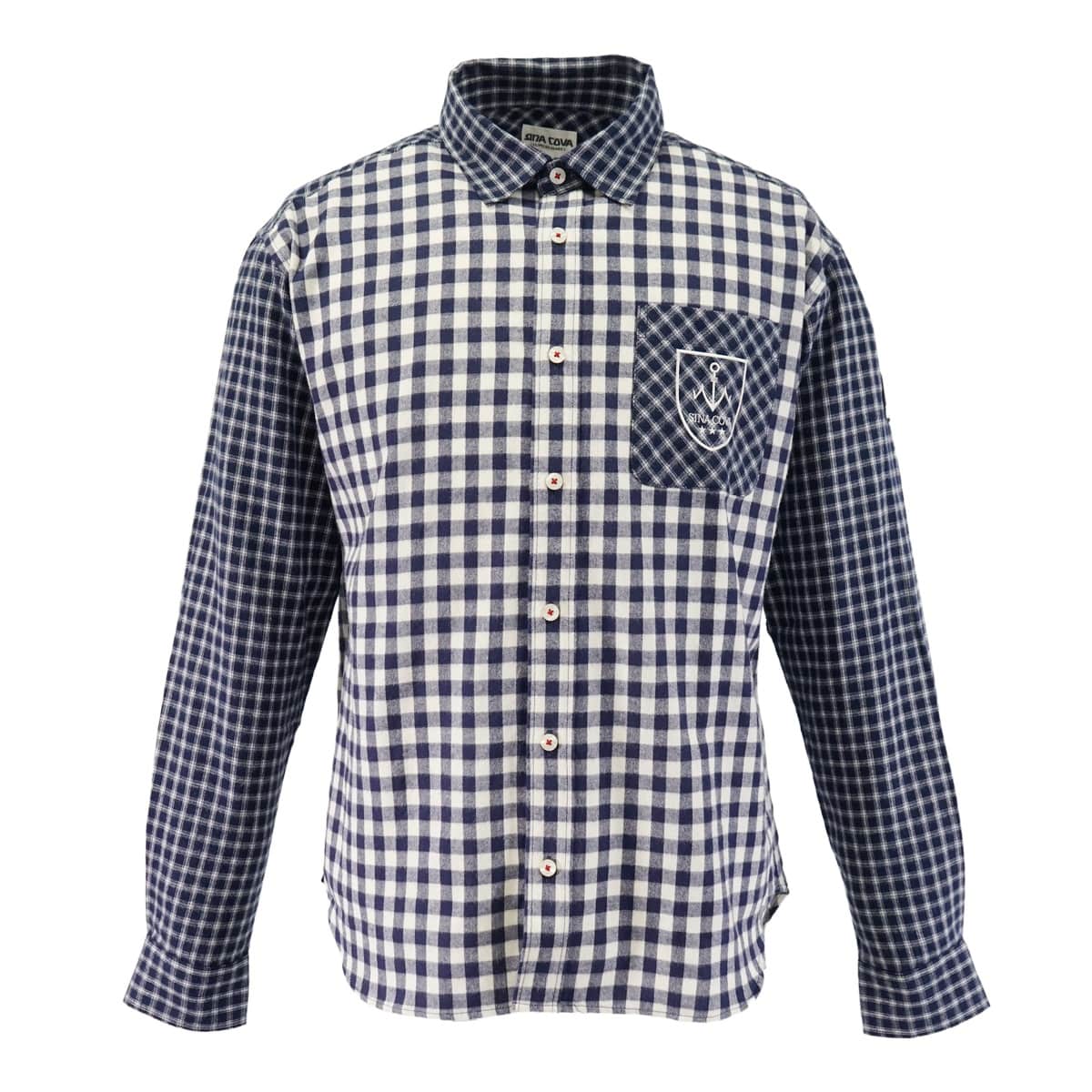 [SINA COVA(シナコバ)]長袖チェックシャツ 25234020 ネイビー Lサイズ