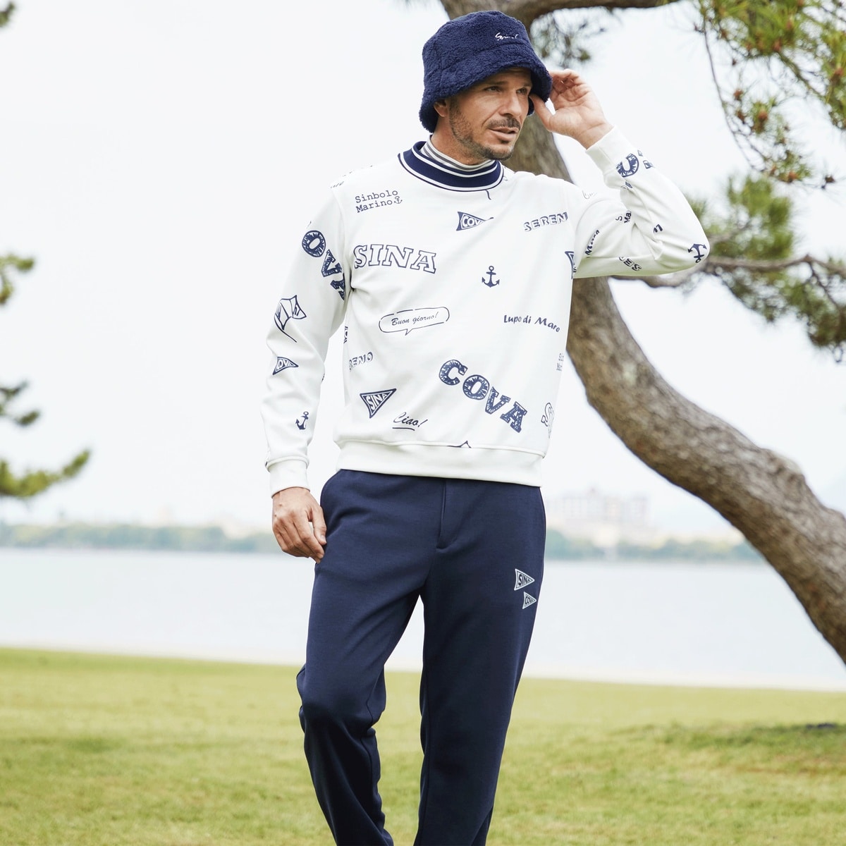 [SINA COVA(シナコバ)]ノータックパンツ 25255310 ネイビー Mサイズ