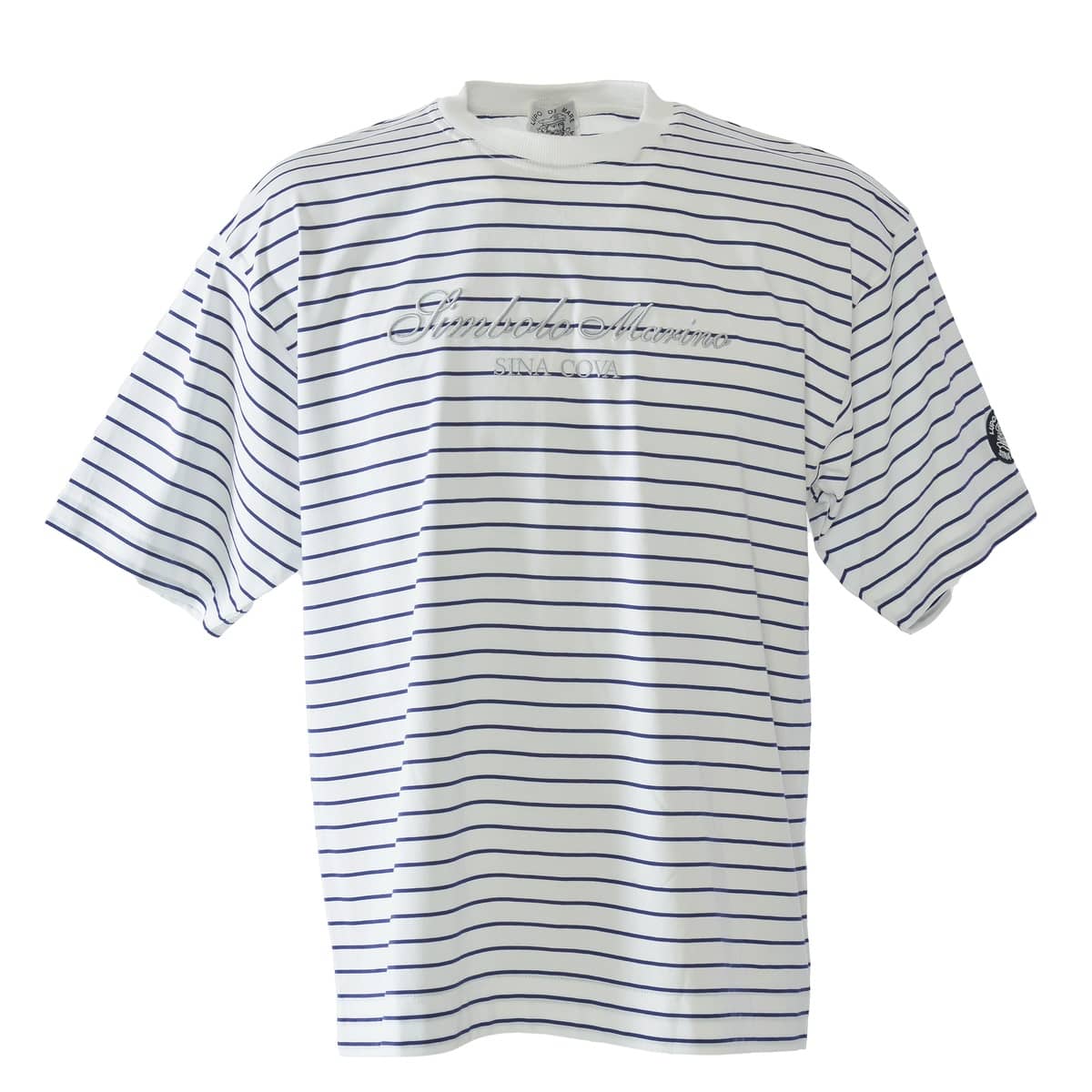 [SINA COVA]ボーダー柄ドロップショルダーTシャツ Lサイズ ブルー 26110570