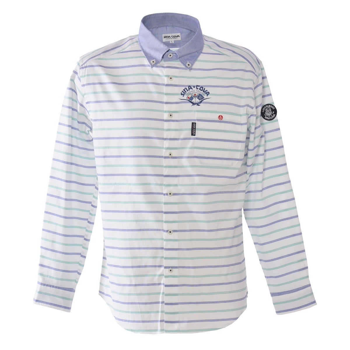 [SINA COVA]長袖ボタンダウンシャツ Lサイズ グリーン 26114010