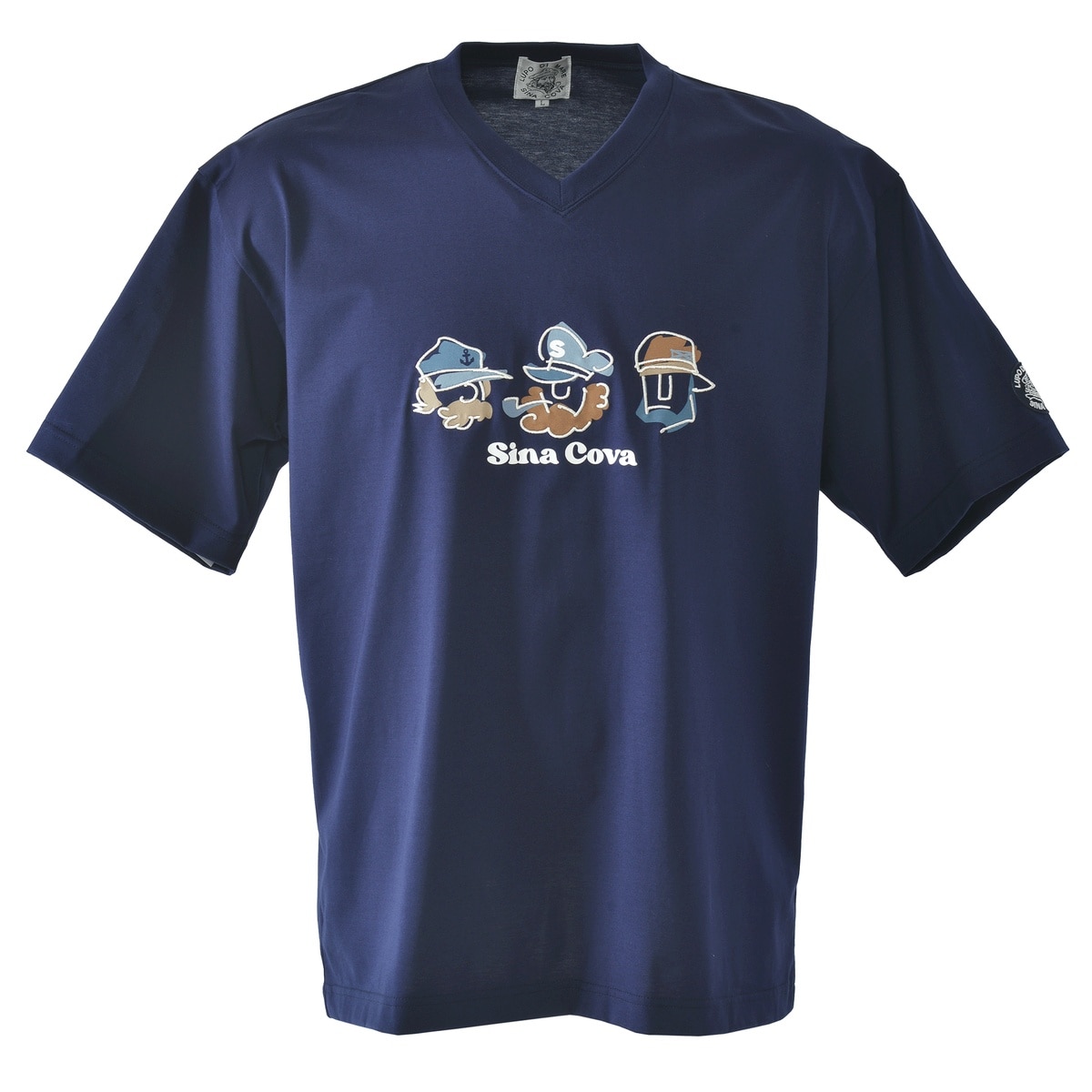 [SINA COVA]Vネック半袖Tシャツ Lサイズ ネイビー 26120560