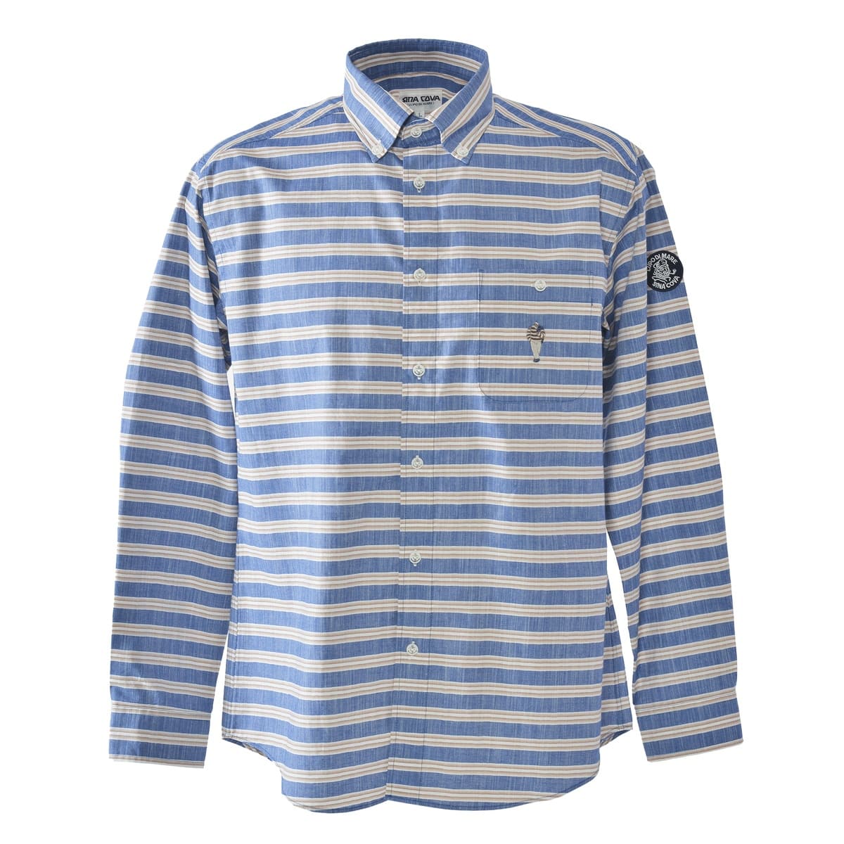 [SINA COVA]長袖ボタンダウンシャツ Lサイズ ネイビー 26124020