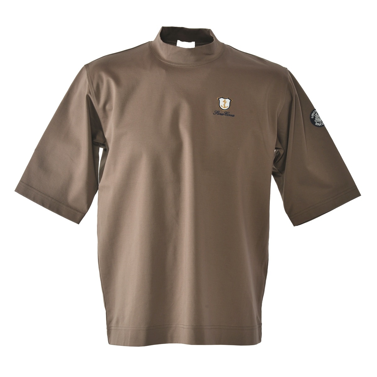 [SINA COVA]5分袖モックネックTシャツ Lサイズ ブラウン 26130510