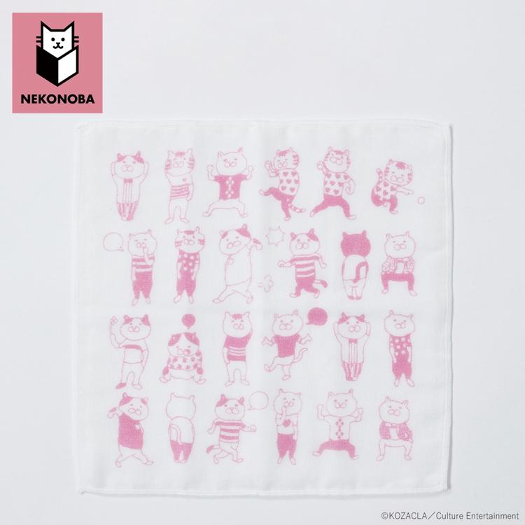 ★sale㉙★6重ハーフガーゼハンカチ　ネコ　にゃんこ　10×20 lm-k516_1.jpg