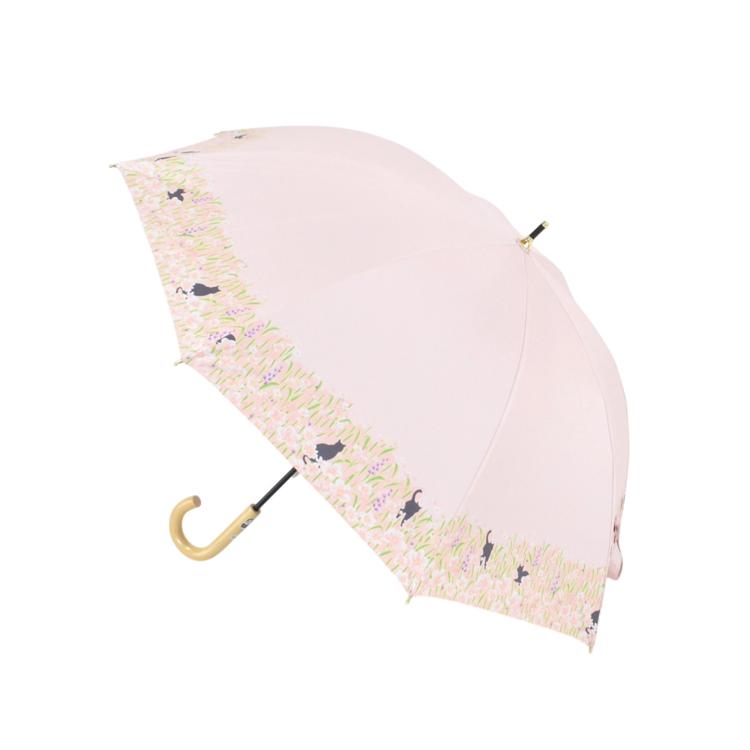 お花畑と猫/ピンク