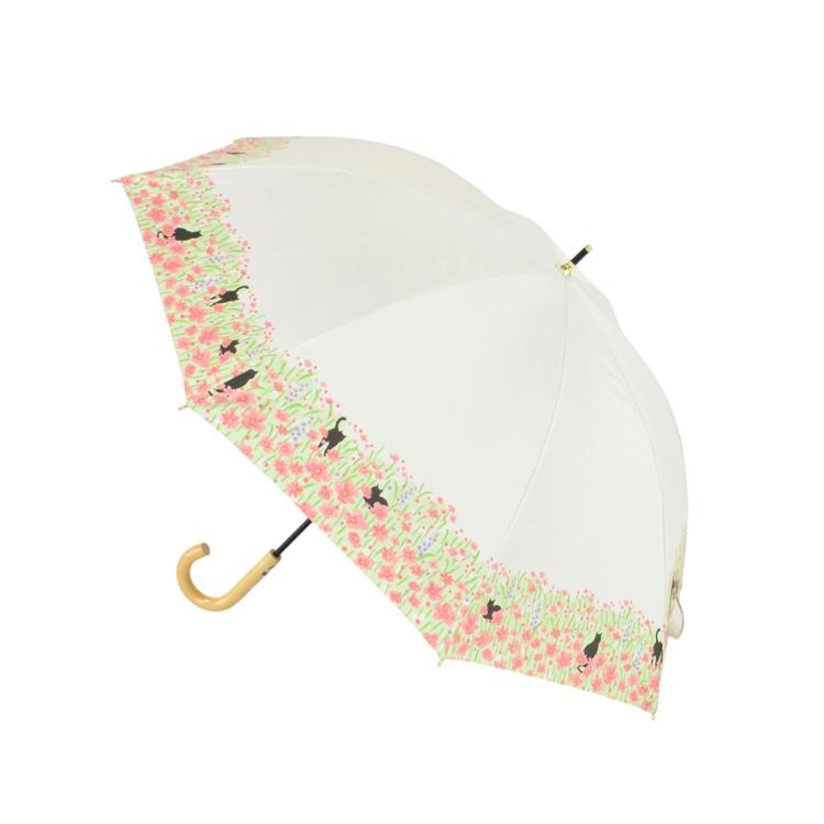 お花畑と猫/オフホワイト