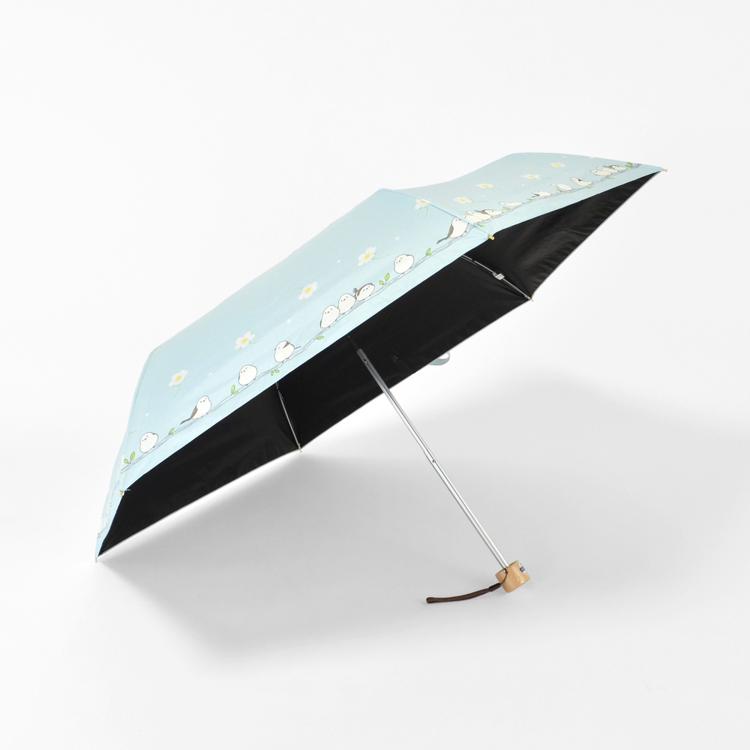 お花とシマエナガ/くすみブルー