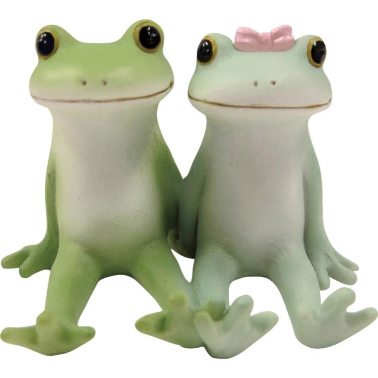 お座りカエルカップル
