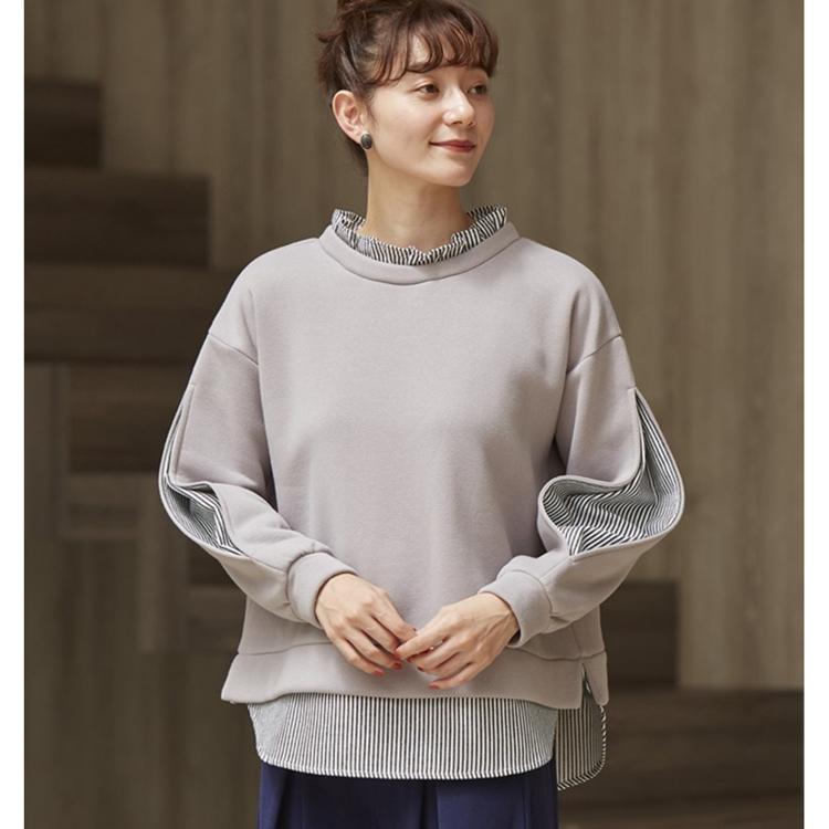 グレー×細ストライプ