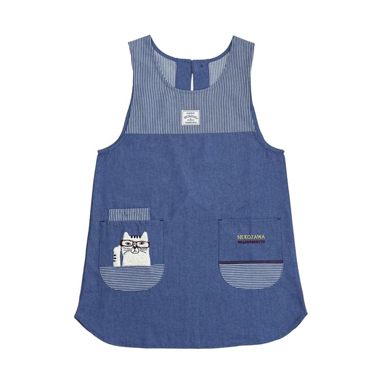 ネコまるけ柄.デニムブルー