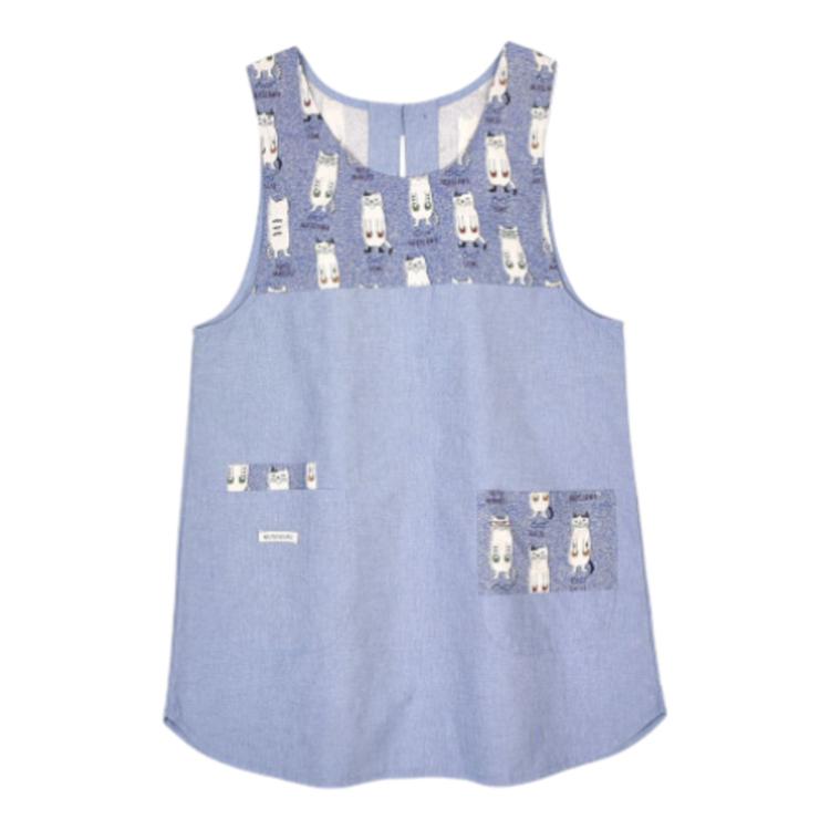 ネコまるけ柄.ブルー