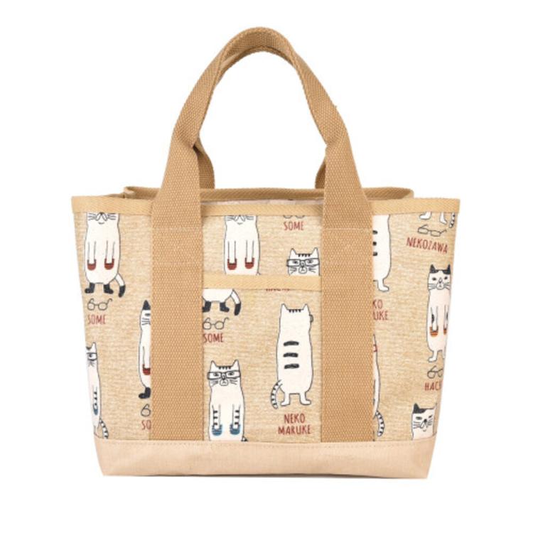 ネコまるけ柄.ベージュ