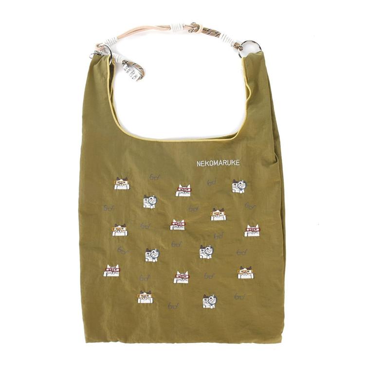 ネコまるけ柄/カーキ