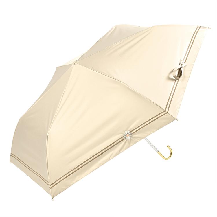 ボーダー花刺繍ベージュ