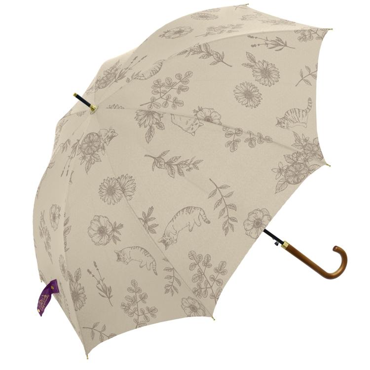 スケッチフラワーと猫/ベージュ