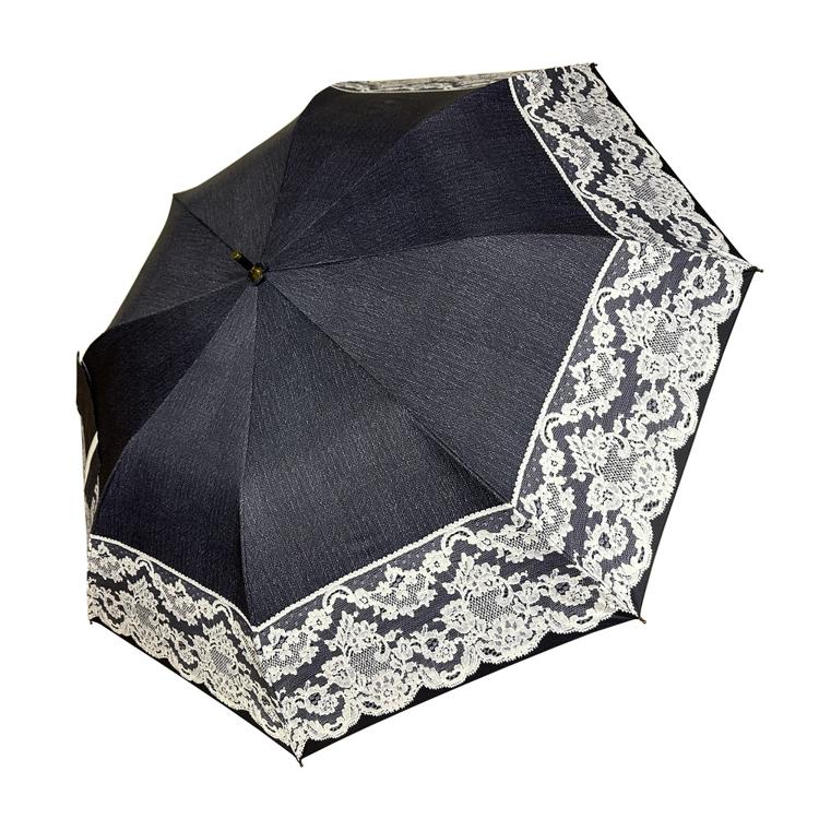 リネン生地風レースネイビー