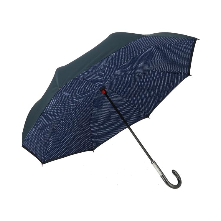 ネイビー/裏水玉