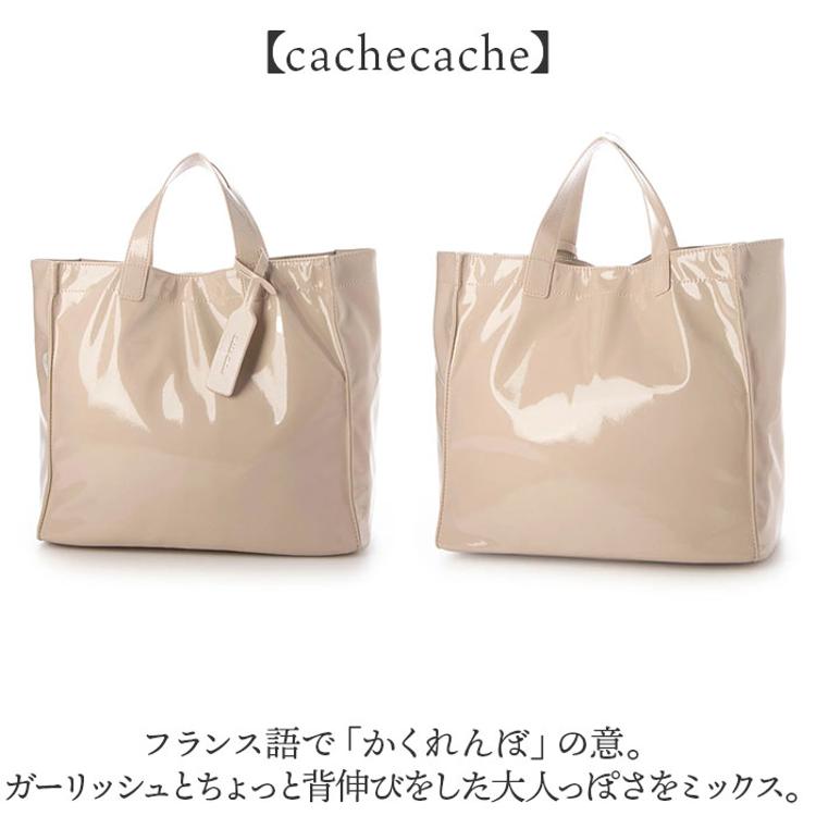 cachecache カシュカシュ トートバッグ エナメル 通販 トートバック トート 手提げバッグ 手提げバック 手提げ ハンドバッグ スクエア  四角 ポケット 上品 ツヤ感 柔らかい やわらかい 柔か キレイめ カジュアル お出かけ おでかけ お出掛け(【即日発送】トートバッグ ...