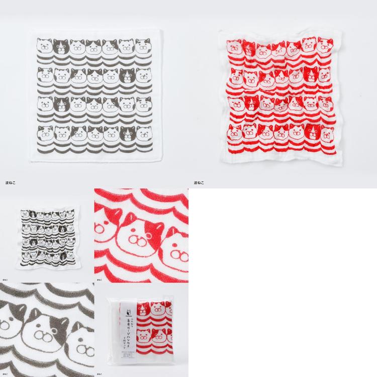 ★sale㉙★6重ハーフガーゼハンカチ　ネコ　にゃんこ　10×20 lm-k516_1.jpg