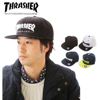 スナップバック スラッシャー THRASHER キャップ 帽子 ライム ネイビー 定番 ホワイト 白 ブラック 黒 THRASHER MAG mag logo cap 平つば スナップバックキャップ Snap Back CAP メンズ メンズ帽子 15THC50