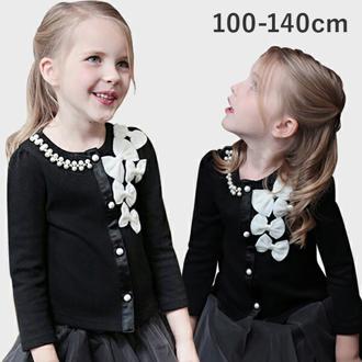 Rora キッズ カーディガン 女の子 通販 カーデガン 10002530 秋 冬 春 秋冬 パール リボン アシンメトリー 入園式 卒園式 入学式 おしゃれ かわいい オシャレ 可愛い こども 女子 小学生 ライトアウター トップス 子ども服 子供服 キッズファッション