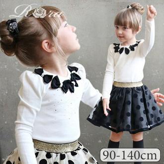 Rora 女の子 キッズ 長袖 Tシャツ 通販 ロンT 10005991 長袖Tシャツ カットソー リボン キラキラ おしゃれ かわいい オシャレ 可愛い フォーマル 入園式 卒園式 こども 女子 小学生 トップス 子ども服 子供服 キッズファッション