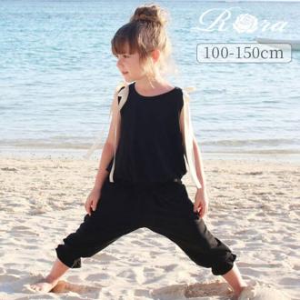 Rora キッズ 女の子 おしゃれ 服 セットアップ 通販 上下セット 夏 10006331 タンクトップ ノースリーブ パンツ 7分丈パンツ 七分丈パンツ リボン かわいい 大人っぽい カジュアルセットアップ カジュアルパンツセット 子ども服 子供服 キッズファッション
