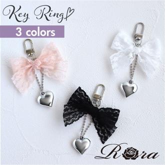 RORA キーリング 通販 ローラ エヴリン キーホルダー キーチャーム バッグチャーム ナスカン リボン レース ハート チャーム シルバー おしゃれ かわいい キッズ 子供 こども 子ども 女の子 女子 レディース ファッション雑貨 キッズファッション