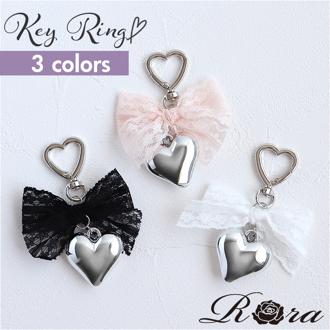 RORA キーリング 通販 ローラ アリス キーホルダー キーチャーム ハート型 カラビナ リボン レース ハート チャーム シルバー おしゃれ かわいい オシャレ キッズ 子供 こども 子ども 女の子 女子 レディース ファッション雑貨 キッズファッション