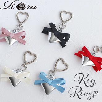 RORA キーリング 通販 ローラ ジェシカ キーホルダー キーチャーム バッグチャーム ハート型 カラビナ リボン ハート チャーム シルバー おしゃれ かわいい キッズ 子供 こども 子ども 女の子 女子 レディース ファッション雑貨 キッズファッション