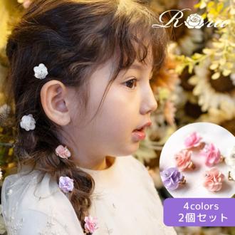 Rora ヘアクリップ キッズ 2個セット 通販 ローズメル お花 フラワー ラインストーン ヘアークリップ 髪どめ 髪留め ヘアアクセサリー 髪飾り 子供 女の子 大人っぽい 卒園式 入学式 結婚式 発表会 可愛い おしゃれ かわいい 子ども用アクセサリー キッズファッション