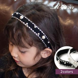 Rora カチューシャ キッズ 通販 リリス パール 髪飾り 髪留め 髪どめ ヘアアクセサリー ヘアバンド ヘッドドレス 子供 女の子 ふわふわ キラキラ ラメ フォーマル 結婚式 発表会 七五三 可愛い おしゃれ かわいい オシャレ 子ども用アクセサリー キッズファッション