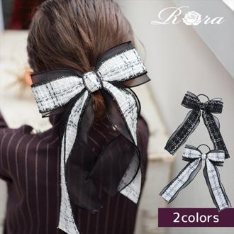 ヘアゴム リボン キッズ 通販 Rora ローラ クラシック ツイード 髪ゴム 髪飾り 髪どめ 髪留め ヘアアクセサリー 子供 子ども 女の子 大人 発表会 結婚式 入学式 卒業式 フォーマル かわいい おしゃれ 小学生 子ども用アクセサリー キッズファッション