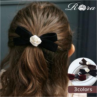 Rora ヘアクリップ キッズ 通販 ヘアークリップ 髪どめ 髪留め ヘアアクセサリー 髪飾り ローラ ローズ ベルベット リボン 子供 女の子 大人っぽい 卒園式 入学式 結婚式 発表会 可愛い おしゃれ かわいい 子ども用アクセサリー ヘアーアクセサリー