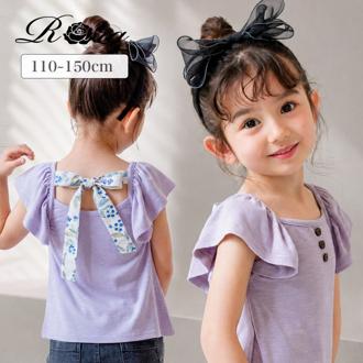 Rora キッズ Tシャツ 半袖 女の子 通販 ローラ ベリーベリー カットソー 半袖Tシャツ 夏服 半袖トップス トップス 袖フリル 伸縮 動きやすい アヤメ パープル 紫 可愛い おしゃれ かわいい オシャレ 子供服 こども服 子ども服 キッズファッション