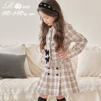 Rora キッズ スーツ 入学式 女の子 通販 ツイード セットアップ 42202102 フォーマルスーツ 上下セット 子ども 入園式 卒園式 発表会 七五三 上品 ノーカラージャケット おしゃれ 可愛い 大人 オシャレ かわいい 子ども服 子供服 キッズファッション