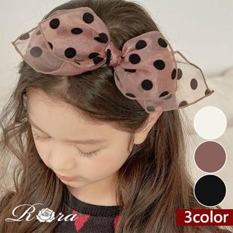 Rora カチューシャ 通販 リボン チュール 水玉 48392102 髪飾り ヘッドドレス 子供 女の子 フォーマル 可愛い おしゃれ 発表会 入園式 卒園式 入学式 子ども用アクセサリー ヘアアレンジ ヘアーアクセサリー ヘアアクセサリー キッズファッション