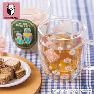 NEKONOBA グッズ 通販 ネコノバ マグカップ ガラス 二重 かわいい 大人可愛い キャラクター 食洗機不可 電子レンジ不可 猫 ねこ ネコ 猫グッズ おしゃれ 300ml コーヒー用品 お茶用品 食器 洋食器 キッチン用品