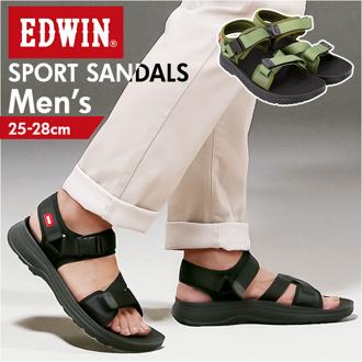 EDWIN サンダル エドウィン W5123 通販 スポーツサンダル メンズ スポサン ストラップサンダル スポーツ アウトドア 夏 春 春夏 やわらかい 歩きやすい お揃い おそろい おしゃれ シンプル オシャレ ブラック ソール 黒 メンズ靴
