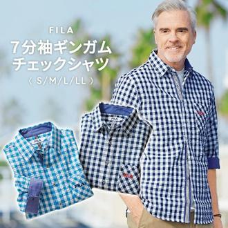 シャツ メンズ カジュアル 通販 ギンガムチェックシャツ ７分袖シャツ ７分袖 メンズシャツ カジュアルシャツ おしゃれ 軽量 ポケット 涼しい 動きやすい ラフ メンズファッション 大人 男性 通勤 オフィス ＦＩＬＡ 敬老の日 ギフト プレゼント