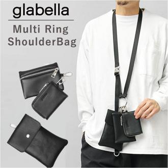 glabella グラベラ ショルダーバッグ ポーチ マルチ リング 通販 ショルダーバック ショルダー ストラップバッグ ネックポーチ ストラップバック マルチ フェイクレザー 組み合わせ 自由自在 柔らかい しっとり ロゴ 大人 3連 高級感