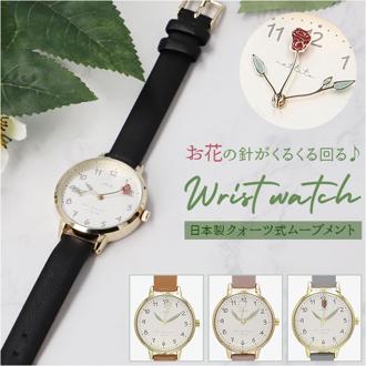 腕時計 レディース おしゃれ 通販 時計 リストウォッチ かわいい 大人 可愛い アナログ シンプル くすみカラー 大きめ 文字盤 花 フラワー 秒針 花柄 フラワーモチーフ きれいめ 上品 アクセサリー 非防水 Field Work フィールドワーク フルリー GY039 日本製ムーブメント