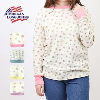 JEMORGAN サーマル レディース 通販 ジェーイーモーガン JE031-59S クレリック クルーネック ワッフル ロンT Tシャツ 長袖Tシャツ カットソー 長袖 トップス ワッフル生地 パック入り おしゃれ シンプル レディースファッション