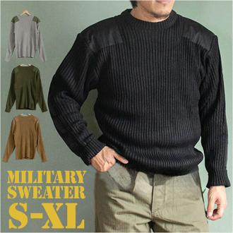 セーター メンズ 通販 コマンドセーター ミリタリーセーター 畦編みニットセーター 新品 JW038YN アクリル あぜ編みニット ニット クルーネック USタイプ アメリカ軍 レプリカ 復刻 米軍 トップス おしゃれ ミリタリー オシャレ 秋 冬