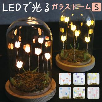 ガラスドーム フラワー 通販 チューリップ ガラスドームS LED ガラス ドーム お花 オブジェ 置き物 置物 おしゃれ かわいい オシャレ 可愛い LUMO ルーモ LEDイルミネーション インテリアライト ライト インテリア