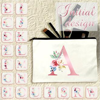 イニシャル ポーチ 通販 コスメポーチ メイクポーチ 化粧 小物入れ 化粧ポーチ 大人かわいい かわいい マルチポーチ 大容量 大きめ トラベルポーチ キャンバス生地 持ち歩き スリム バッグ小物 レディース 女の子 コスメ収納 おしゃれ 贈り物 ギフト