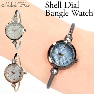 Plaisir プレジール 腕時計 レディース ハングル 通販 ニッケルフリー バングルウォッチ ウォッチ シェルダイヤル 白蝶貝 貝殻 ラインストーン シンプル かわいい おしゃれ 大人 ギフト 贈り物 就職 お祝い